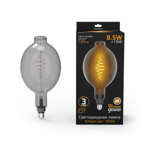 Лампа LED Filament BT180 GAUSS E27 8.5W Gray 165lm 1800K 1/2 152802005