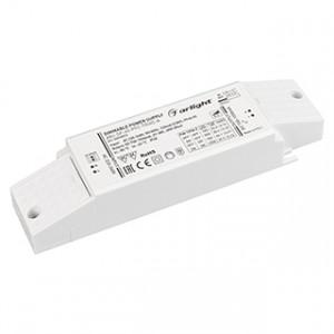 Блок питания ARJ-SP-40-PFC-TRIAC-INS (40W, 27-38V, 0.7-1.05A) 028185(1), Диммируемый источник тока по стандарту TRIAC с гальванической развязкой для светильников и мощных светодиодов. Входное напряжение 220-240 VAC. Выходные параметры: 27-38 В, 700-1050 mА, 40 Вт. Выбор значения тока осуществляется DIP-переключателем. Встроенн