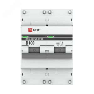 Автоматический выключатель 2P 100А (D) 10kA ВА 47-100 PROxima mcb47100-2-100D-pro