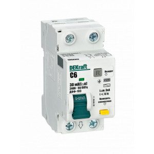 Выключатель автоматический дифференциального тока 2п (1P+N) C 6А 30мА тип AC 4.5кА ДИФ-103 16050DEK