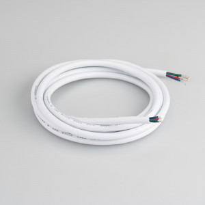 ARL-MOONLIGHT-20AWG-4W-D6-CU-2000 WHITE, Провод питания для RGB гибкого неона MOONLIGHT 1516. 4 проводника, калибр проводника 20AWG, материал проводника - лужёная медь, внешний диаметр 6 мм. Внешняя оболочка - ПВХ белого цвета. Длина кабеля в отрезке - 2000 мм.