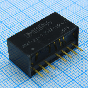 AM1GU-1205DH30JZ, Преобразователь DC-DC на печатную плату вход 12В двуполярный выход ±5В ±0.2A 1Вт 7-Pin SIP модуль туба