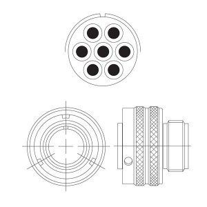 PKB06RFC24-10R, Круговой мил / технические характеристики соединителя 7 Contact Size 8 Radsok Socket Plug