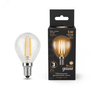 Лампа LED Filament Globe E14 5W 2700K 1/10/50 105801105