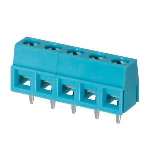 TB006-508-05BE, Фиксированные клеммные колодки Terminal block, screw type, 5.08 , horizontal, 5 poles, CUI Blue, slotted screw, PCB mount