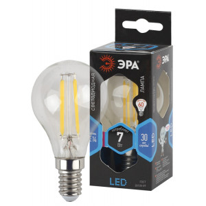 Лампа светодиодная F-LED P45-7W-840-E14 (филамент, шар, 7Вт, нейтр, E14) (10/100/3000) Б0027947