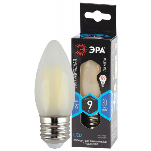 Лампочка светодиодная F-LED B35-9w-840-E27 frost Е27 / Е27 9Вт филамент свеча матовая нейтральный белый свет Б0046998