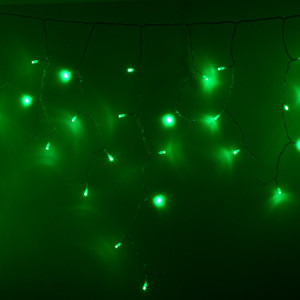 Гирлянда Айсикл (бахрома) светодиодный, 2,4 х 0,6 м, прозрачный провод, 230 В, диоды зелёные, 88 LED 255-054