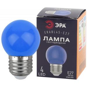 Лампочка светодиодная STD ERABL45-E27 E27 / E27 1Вт шар синий для белт-лайт Б0049573