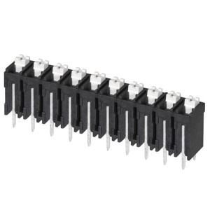 TBLH10V-500-10BK, Фиксированные клеммные колодки Terminal block, screwless, High Temp, 5.00, Vertical, 10, Black w Gray Button