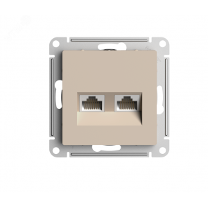 Розетка компьютерная 2-м AtlasDesign RJ45+RJ45 кат.5E механизм песочн. SE ATN001285