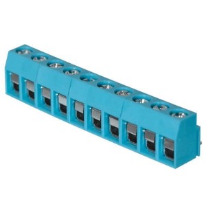 TB003V-500-P10BE, Фиксированные клеммные колодки Terminal block, screw type, 5.00 , vertical, 10 poles, CUI Blue, Philip's head screw, PCB mount