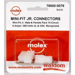 76650-0078, Проводные клеммы и зажимы MiniFit Jr Conn Kit Plug and Rect 10Ckt