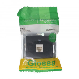 Розетка компьютерная 1-м Glossa RJ45 кат.5E механизм антрацит SE GSL000781K