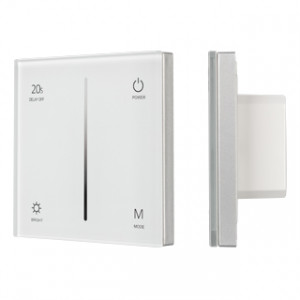 Панель SMART-P35-DIM-IN White (230V, 0-10V, Sens, 2.4G) 027112, Встраиваемая сенсорная панель, цвет белый. Материал - стекло. Выходной сигнал 0/1-10V. Управление яркостью с сенсорной полосы. 1 зона управления. Питание 230V, входное напряжение 86-265VAC. Габариты 86х86х35 мм. Панель совместима с 0/1-10V диммерами.