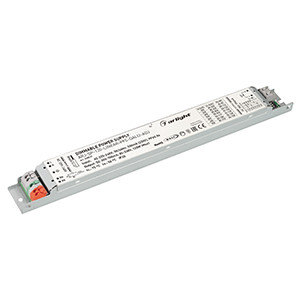 ARJ-SP-120-LINEAR-PFC-DALI2-ADJ, Диммируемый источник тока без гальванической развязки с регулировкой для светильников и мощных светодиодов. Входное напряжение 220-240 VAC. Предназначены для питания групп светильников и светодиодов от одного источника тока. Выходные параметры: 80-330В (3