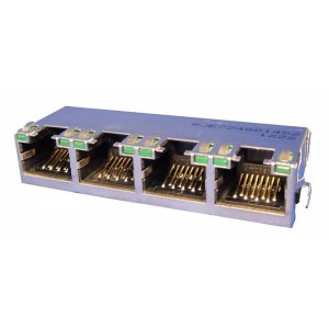 RJE724881411, Модульные соединители / соединители Ethernet Cat 5e 4 Port 8P8C Shielded w/LED's