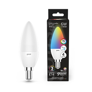 Лампа Smart LED Свеча С37 6W E14 RGBW+dim 1/10/100 103101406