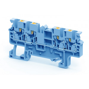 CP2.5/4BU, Проходная клемма, тип фиксации провода: push-in, номинальное сечение: 2,5 мм кв., 24A, 1000V, ширина: 5 мм, цвет: синий, тип монтажа: DIN35