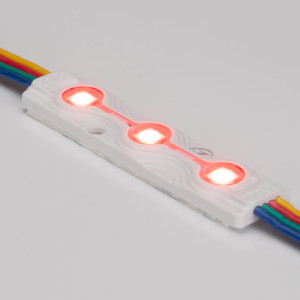 Модуль герметичный ARL-ORION-R07-12V RGB (5050, 3 LED) 026540, Герметичный светодиодный модуль IP67, RGB, напряжение 12 В, мощность 0.72 Вт, 3 светодиода SMD 5050, угол 120°. 20 шт на проводе, расстояние между центрами модулей 175 мм, длина провода между модулями 109 мм, рекомендуемая глубина установки 50–150 мм