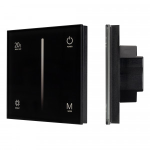 Панель SMART-P36-DIM-IN Black (230V, 1.2A, TRIAC, Sens, 2.4G) 028110, Встраиваемая сенсорная стеклянная панель 2.4 ГГц, цвет чёрный. Для управления одноцветными источниками света (TRIAC). Управление яркостью с помощью сенсорной полосы. Питание/рабочее напряжение 100-240VAC, 1 зона управления. Габариты 86х86х35 мм.