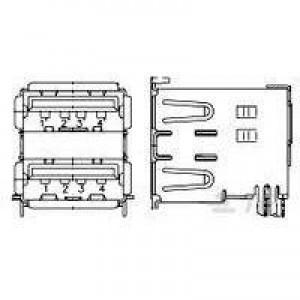 1734510-2, USB-коннекторы MINI USB, TYPE B, R/A, T/H