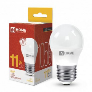 Лампа светодиодная LED-ШАР-VC 11Вт шар 3000К тепл. бел. E27 1050лм 230В 4690612020600
