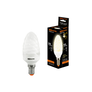 Лампа энергосберегающая КЛЛ-СT-11 Вт-2700 К–Е14 (витая свеча) (mini) SQ0323-0138