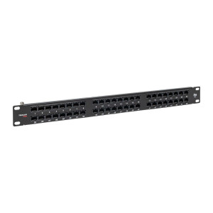 Патч-панель высокой плотности TERACOM PRO 19"" Cat.5E 1U неэкранированная UTP 48 портов RJ-45 Dual IDC с органайзером [TRP-PPNL-5EUTP-C1U48]