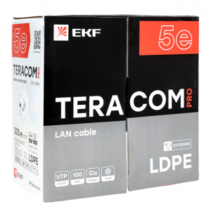 Кабель витая пара U/UTP кат.5E 4 пары 24 AWG solid внешн. LDPE черн. TERACOM PRO TRP-5EUTP-04PE-BK-OUT3