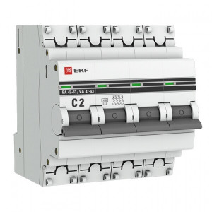 Автоматический выключатель 4P 2А (C) 4,5kA ВА 47-63 PROxima mcb4763-4-02C-pro