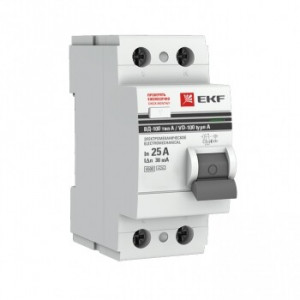 Выключатель дифференциального тока (УЗО) 2п 25А 30мА тип A ВД-100 (электромех.) PROxima elcb-2-25-30-em-a-pro