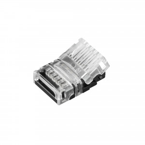 HIP-RGBW-12-5PIN-STW, Одиночный коннектор (без провода) для подключения питания к открытым лентам RGBW шириной 12 мм. Очистка провода питания (0,5-1,0 мм2) от изоляции не требуется. Материал - прозрачный пластик. Максимальный допустимый ток 3 А, напряжение 3-24 В,