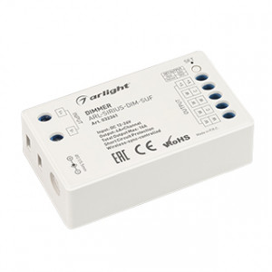 ARL-SIRIUS-DIM-SUF, Контроллер для светодиодной DIM/MIX/RGB/RGBW ленты (ШИМ). Питание/рабочее напряжение 12-24VDC, максимальный ток 4A на канал, 4 канала, максимальная мощность 192-384W. Винтовые клеммы. Корпус - PVC. Габариты 70х40х20 мм.