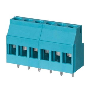 TB010-508-06BE, Фиксированные клеммные колодки Terminal block, screw type, 5.08 , horizontal, 6 poles, CUI Blue, slotted screw, PCB mount