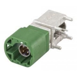 D4S20G-400A5-E, РЧ соединители / Коаксиальные соединители Right Angle Plug PCB w/Housing T&R Green