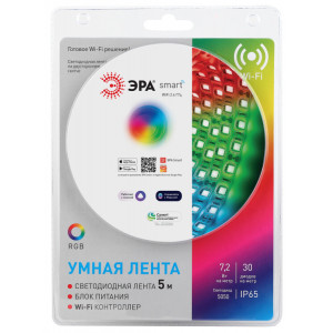 ЭРА Комплект светодиодной ленты 5050-30-RGB-IP65-Wifi-5m (12V) (4/32/192)(кр.1шт)