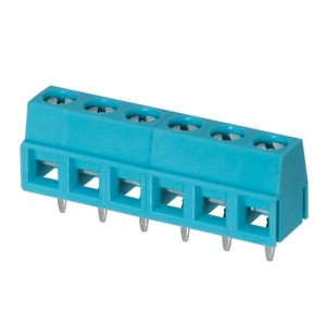 TB006-508-06BE, Фиксированные клеммные колодки Terminal block, screw type, 5.08 , horizontal, 6 poles, CUI Blue, slotted screw, PCB mount