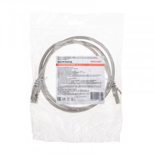 Патч-корд F/UTP CAT 5e RJ45-RJ45 26AWG LSZH сер. 1м 02-0110-1