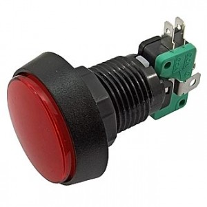 GMSI-4B-C NO(NC)+NC(NO) RED, Кнопка круглая с LED подсветкой, цвет красный, диаметр 44мм, посадочное отверстие 24.5мм, 5А/250В