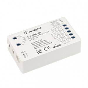 ARL-SIRIUS-RGBW-SUF, Контроллер для светодиодной ленты (ШИМ). 4 в 1, подходит для DIM/MIX/RGB/RGBW лент. Питание/рабочее напряжение 12-24VDC, максимальный ток 4A на канал, 4 канала, максимальная мощность 192-384W. Винтовые клеммы. Корпус - PVC. Габариты 70х40х20 мм.