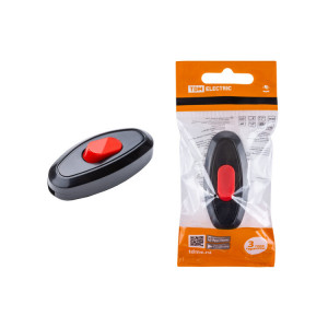 Выключатель на шнур 6А 250В черный с красной кнопкой SQ1806-0222