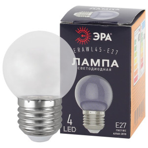 Лампочка светодиодная STD ERAWL45-E27 E27 / Е27 1Вт шар прозрачный для белт-лайт Б0049572