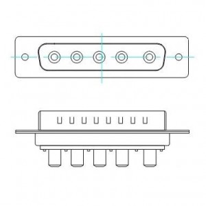 681S5W5103L001, Соединители D-Sub со смешанными контактами IP67 POWER-D 5w5PWR 40A VERT MALE