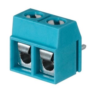 TB002V-500-02BE, Фиксированные клеммные колодки Terminal block, screw type, 5.00 , vertical, 2 poles, CUI Blue, slotted screw, PCB mount