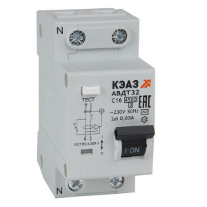 318368 Выключатель автоматический дифференциального тока 2п C 6А 30мА тип AC 4.5кА АВДТ32-22C6