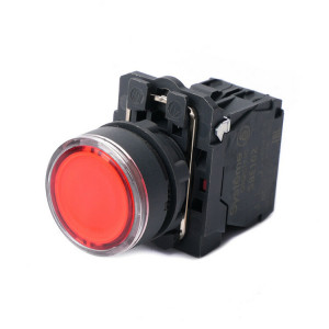 Кнопка SB5 с подсветкой в сборе модульная 22мм красная пластик 24ВDC 1НЗ C3(+) SB5AW34B2