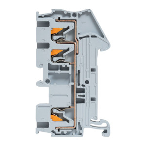 Клеммная колодка пружинная 2,5 Push-in 3 вывода серая