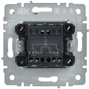 Выключатель 2-кл. СП BRITE ВС10-2-1-БрБ 10А с инд. бел. BR-V20-1-10-K01