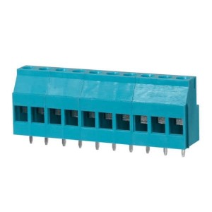 TB010-508-10BE, Фиксированные клеммные колодки Terminal block, screw type, 5.08 , horizontal, 10 poles, CUI Blue, slotted screw, PCB mount